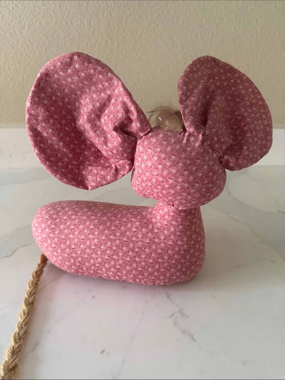 Vintage Calico Mouse Doorstop Handmade